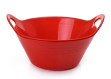 Mintra Home Plastic Bowls with Handles (4.5L Large 2pk, Red)