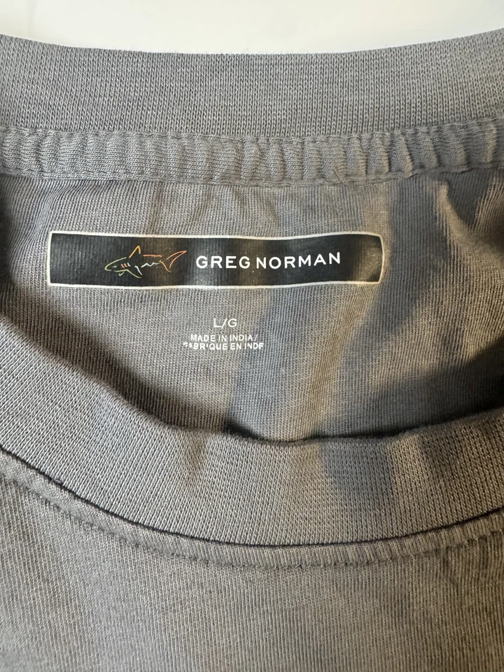 Greg Norman 衬衫男式大号灰色鲨鱼标志休闲短袖高尔夫 T 恤 — 第 4/4 张图片