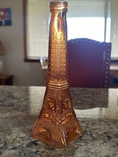 Vintage Amber Glass Eiffel Tower Figural Bottle