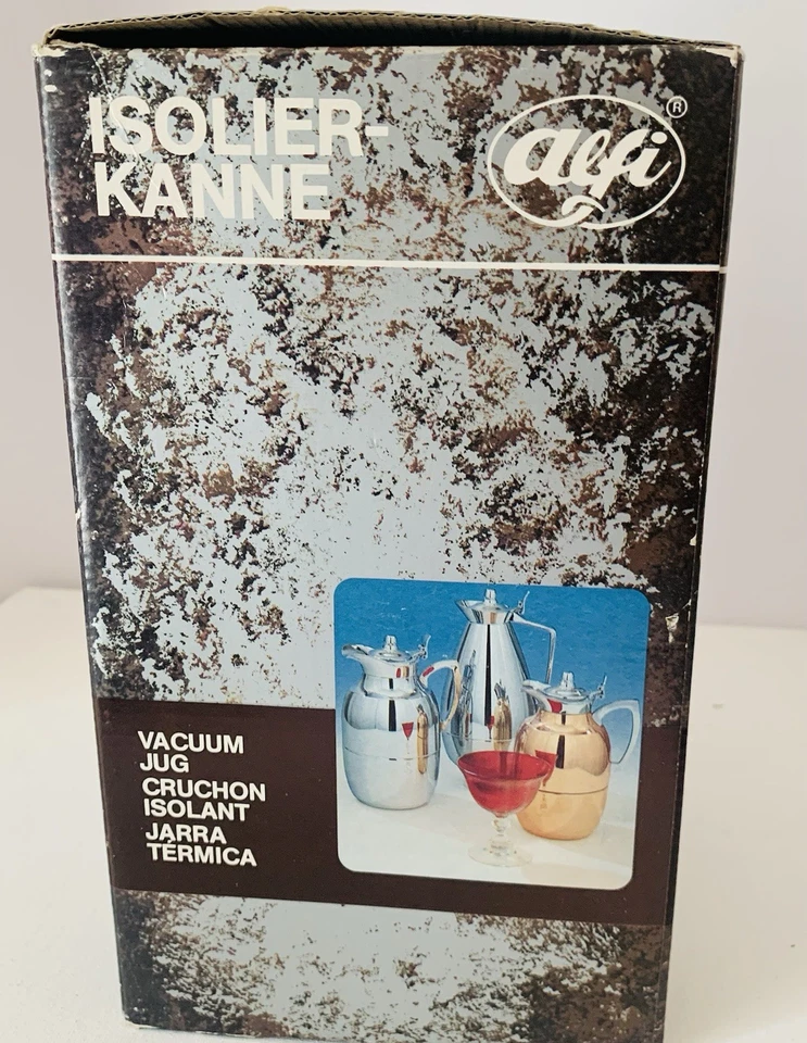 Jarra térmica al vacío Alfi frío caliente 1L Alemania jarra de vidrio cromado plateado Foto 4 de 4