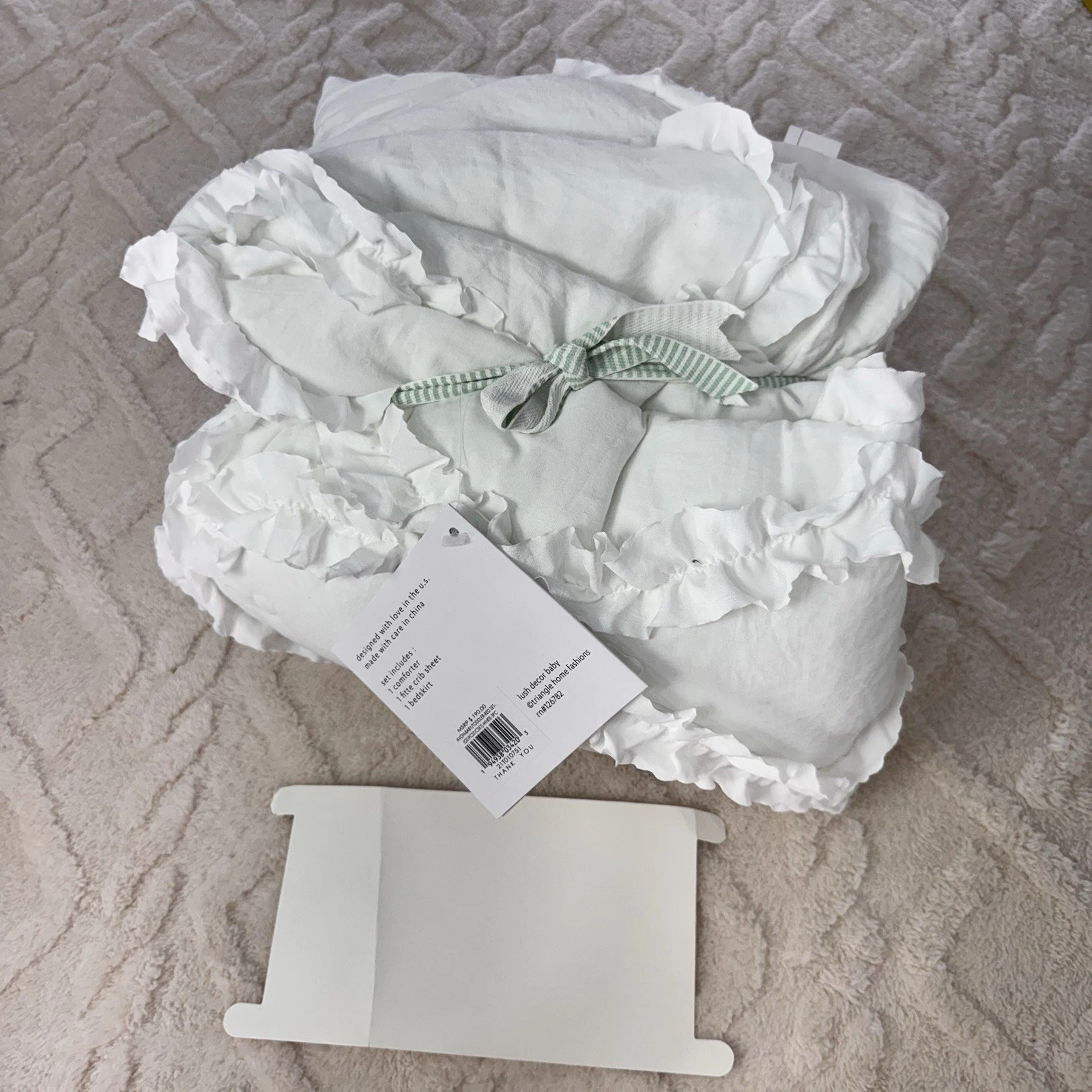 Lush Decor $190 New Crib Set Bedtime Originals 3-Piece-Quilt Skirt Fitted Sheet