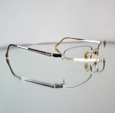 RARE S.T. Dupont Vintage Eyeglass Frames Silver/Black Logo Half Rim