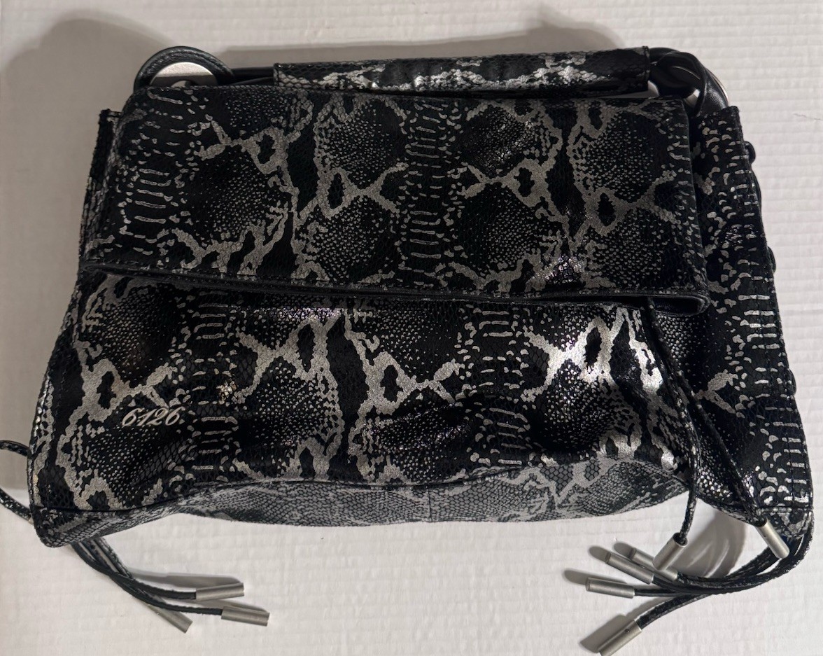 Lindsay Lohan 6126 Tempest Python Fold Over Clutc… - image 1