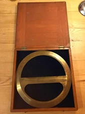 Antique Circular Protractor Halden & co Manchester  9"  360 degrees Cased