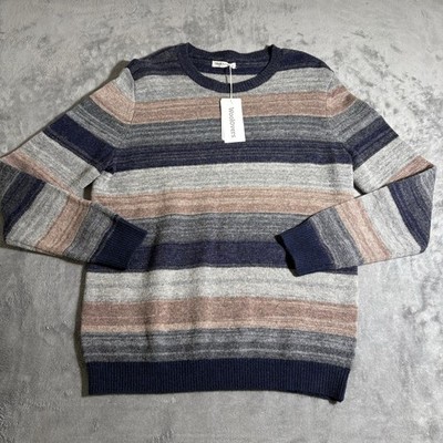 NWT Woolovers 100% Lambswool Tonal Stripe Neck Jumper Sweater Long Sleeve