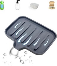 Silicone Self Draining Soap Dish Grey
