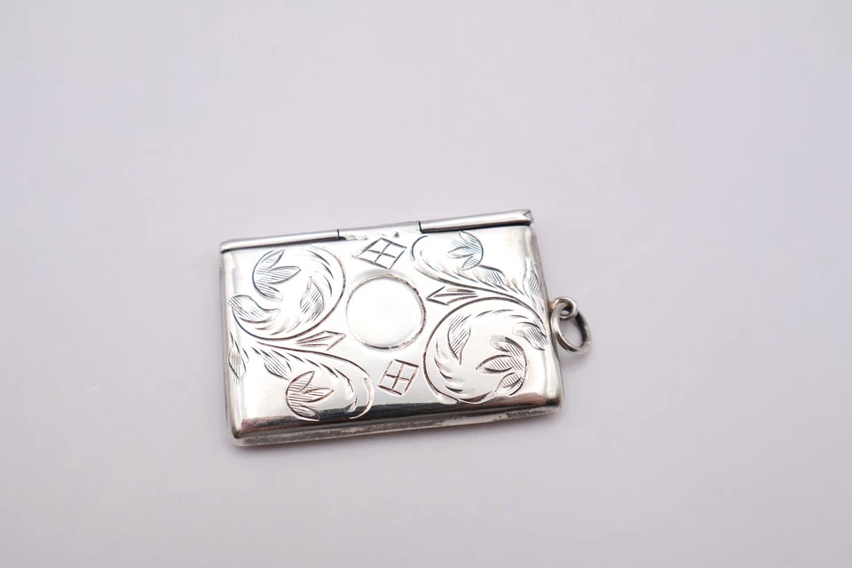 Sobre de caja de estampillas dobles de plata de ley vintage Foto 3 de 4