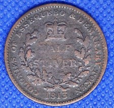 1813 BRITISH GUYANA King George III VINTAGE ANTIQUE OLD 1/2 Stiver Coin *106