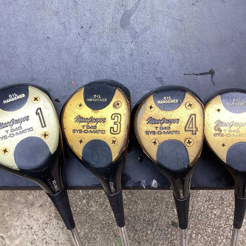 MacGregor  Eye O Matic T 945 Oil Hardened Persimmon Woods 1, 3, 4, 5 Stiff Steel - Image 2 of 4
