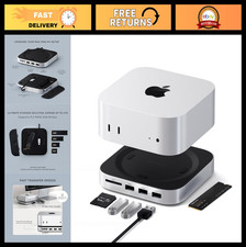 Mac Mini Hub & Stand with NVMe SSD Enclosure, 2x USB A 10Gbps, SD Card Reader