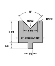 RITEWAY PRESS BRAKE DIE 85 DEGREE 1-1/2 INCH V OPENING FORMING DIE # 40 12 INCH