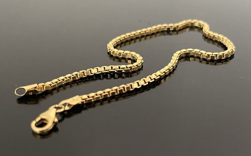 "Brazalete de cadena de caja de 2 mm de oro amarillo macizo de 14K de 8"" de largo 2,27 g" - Imagen 2 de 4