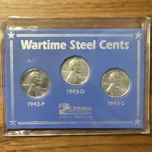 Littleton 1943 Wartime Steel Lincoln Wheat Cents Uncirculated 3 Mint
