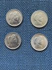 Set of 4 1890's Barber Dimes--AU Condition-1893 1893-O 1894 1897--Likely Cleaned