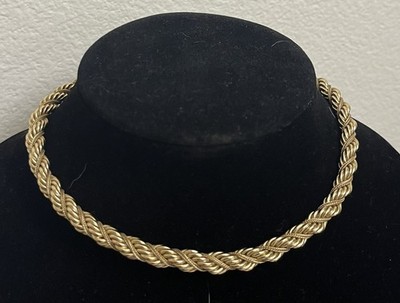 Vintage 14K Gold geflochtenes Seil Halsreif Halskette - 39 Gramm - 15,5'' Nachlass Schmuck