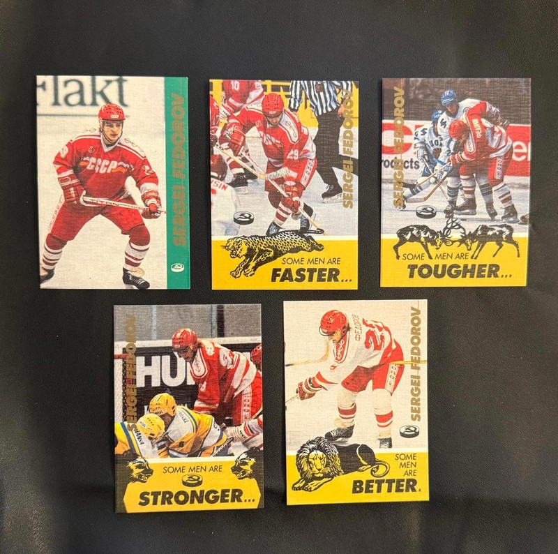 Complete 1991-92 Tri-Globe International Sergei Fedorov 5-card Hockey Set