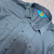 TSA Topps Safety Apparel Work Shirt Mens XL Black Vintage Button Up Long Sleeve