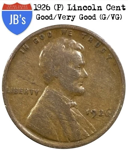 1926 (P) Lincoln Wheat Cent Penny 1c - Good to Very Good (G/VG)