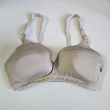 Warners Women Bra 36D Beige T Shirt Wireless Lace Adjustable Straps