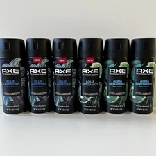 (6) Axe Fine Fragrance Premium 72H Body Spray 4oz ( Blue Lavender,Aqua Bergamot)