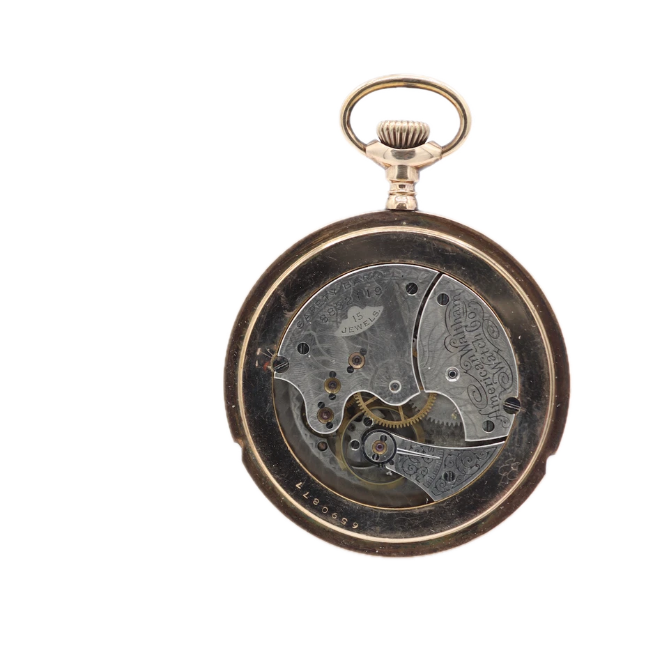 Antigo 6s 1898 Waltham multicolorido 15 joias relógio de bolso à beira-mar folheado a ouro - Imagem 3 de 4