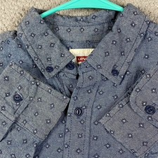 Levi's Men's S Long Sleeve Blue Chambray Button Down Shirt All Over Print