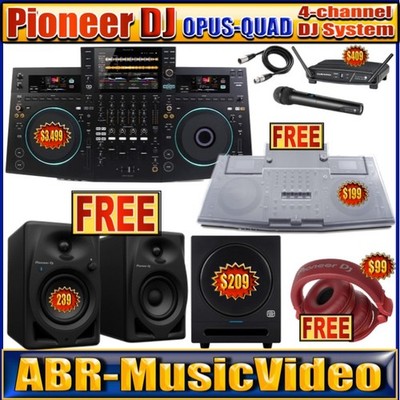 Pioneer DJ OPUS-QUAD, PreSonus Eris 8BT Sub, Headphone,  Wireless Mic, Decksaver