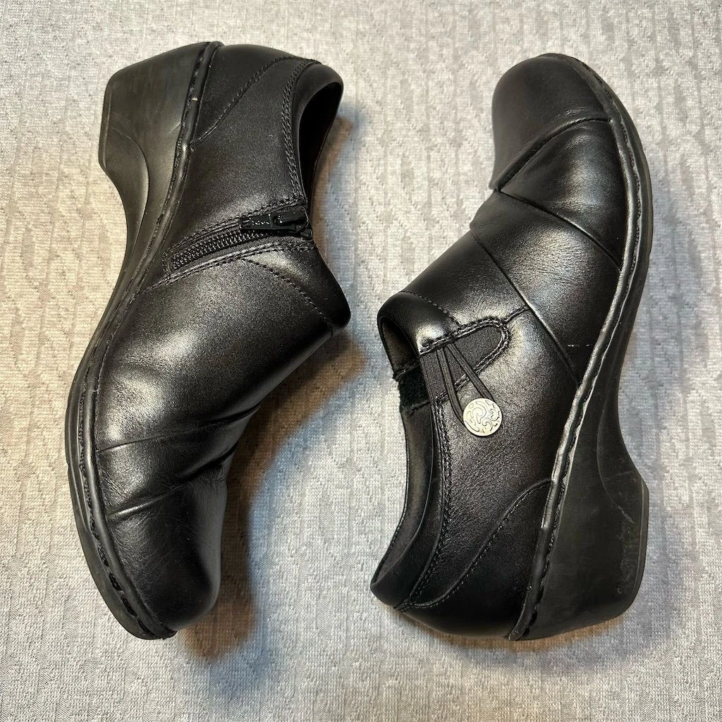 Mocassini Clarks donna Channing Ann in pelle nera taglia 9 slip on casual