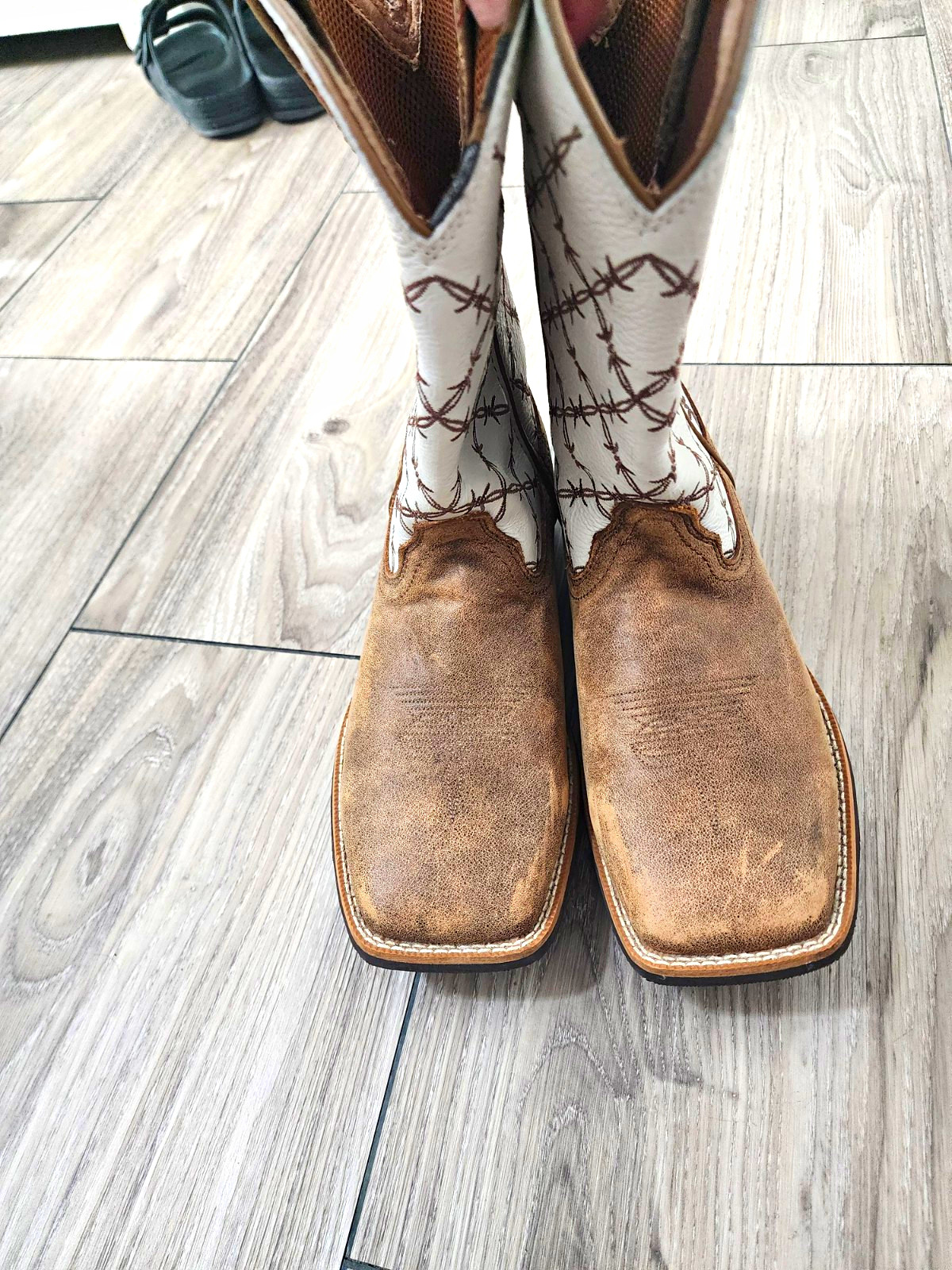Twisted X Teens US 4 Brown Leather Western Cowboy Boots Square Toe Mid-Calf