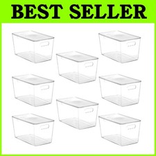 Clear Storage Bins for Fridge Pantry, 8-Pack//