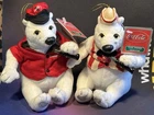 2x Vintage Coca-Cola Polar Bear Plush Beanbag Collectibles Ornaments W/tags