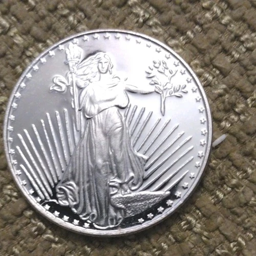 Silvertowne 1 oz .999 Fine Silver St. Gaudens Round, 1 Troy oz Silver, Capsule