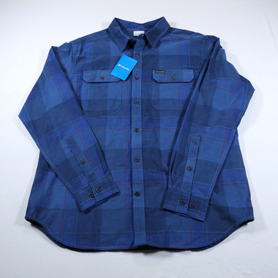 Columbia Men s Crag Runner EXS Corduroy Shirt Blue Plaid Long Sleeve Size L NWT