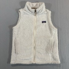 Patagonia Girls Los Gatos Vest White Fleece Size XL 14 Outdoor Cozy