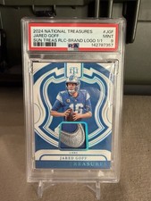 Panini 2024 National Treasures Jared Goff Sun Treas Brand Logo 1/1 PSA 9 Lions