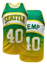 New Shawn Kemp 40 Seattle Green Basketball Jersey Size Men's Large Stitched