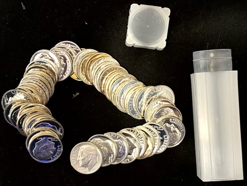 Roll (50) 1963 90% Silver Proof Roosevelt Dimes, UN-Circulated