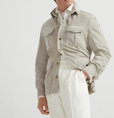 Beige Leder Feldjacke für Männer reines Wildleder Lammfell Mantel...