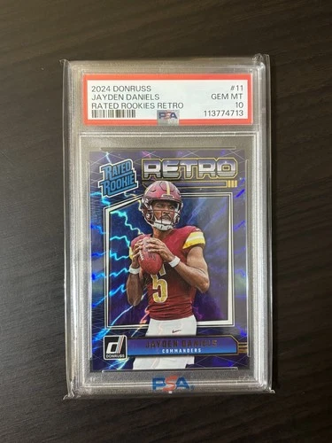 Jayden Daniels 2024 Donruss Rated Rookies Retro #11 PSA 10 RC Gem Mint Holo ROTY