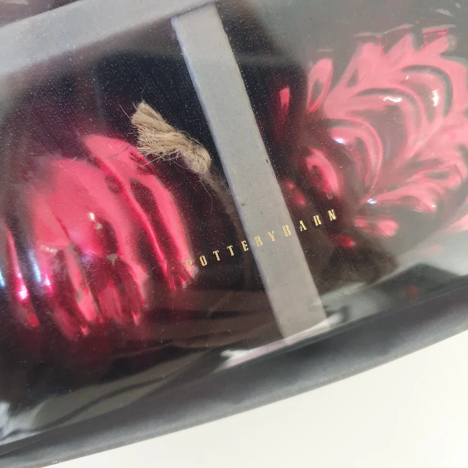 Juego de 6 bolas de vidrio de mercurio Pottery Barn adornos navideños rojos colgantes Foto 4 de 4