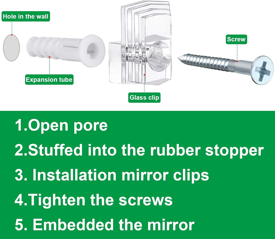 40 Pieces Clear Plastic Mirror Holder Clips, 1/8 Inch and 1/4 Inch Mirror Mounti eBay