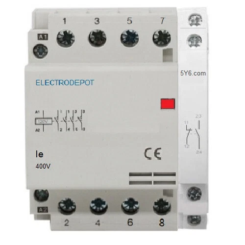 40A Contactor 4 Pole 50A N/O Silent Coil 120VAC Aux Contact NO/NC FREE DIN Rail - Image 2 of 4