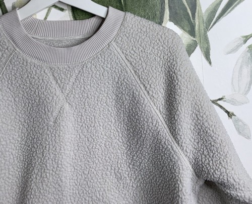 Everlane Sweatshirt Medium Cream Oat Renew Teddy Crew Neck Pullover Fleece - Picture 3 of 6