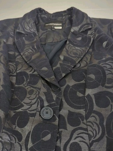 Emporio Armani Printed Suit Womens Jacket-Skirt 2 Piece Navy Blue Size 10 - Picture 17 of 18