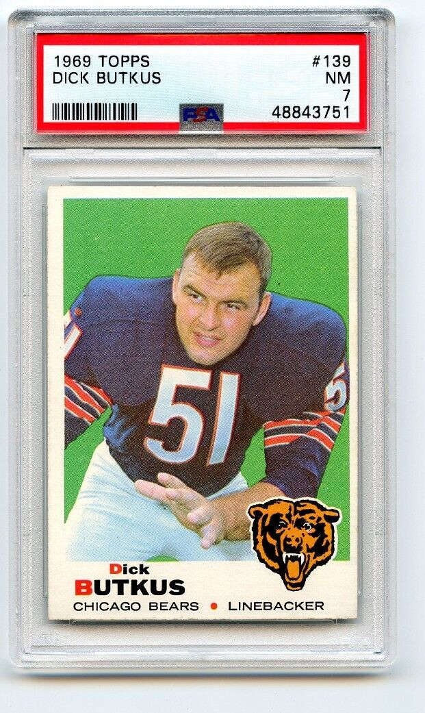 1969 Topps Football Dick Butkus #139 Chicago Bears PSA 7 NM
