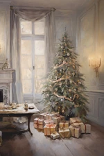 CHRISTMAS TREE STRETCHED CANVAS PRINT WALL ART READY TO HANG CA33