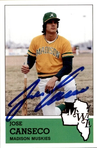 Jose Canseco 1983 Madison Muskies Fritsch #13 Oakland Athletics Autographed Card