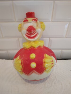 Vintage Roly Poly Toy Clown Hard Plastic Creepy Clown