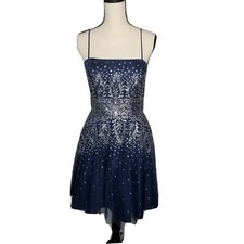 Formal dress Sz 7/8 Masquerade Blue GlitterStrapless Cocktail Party Prom Evening