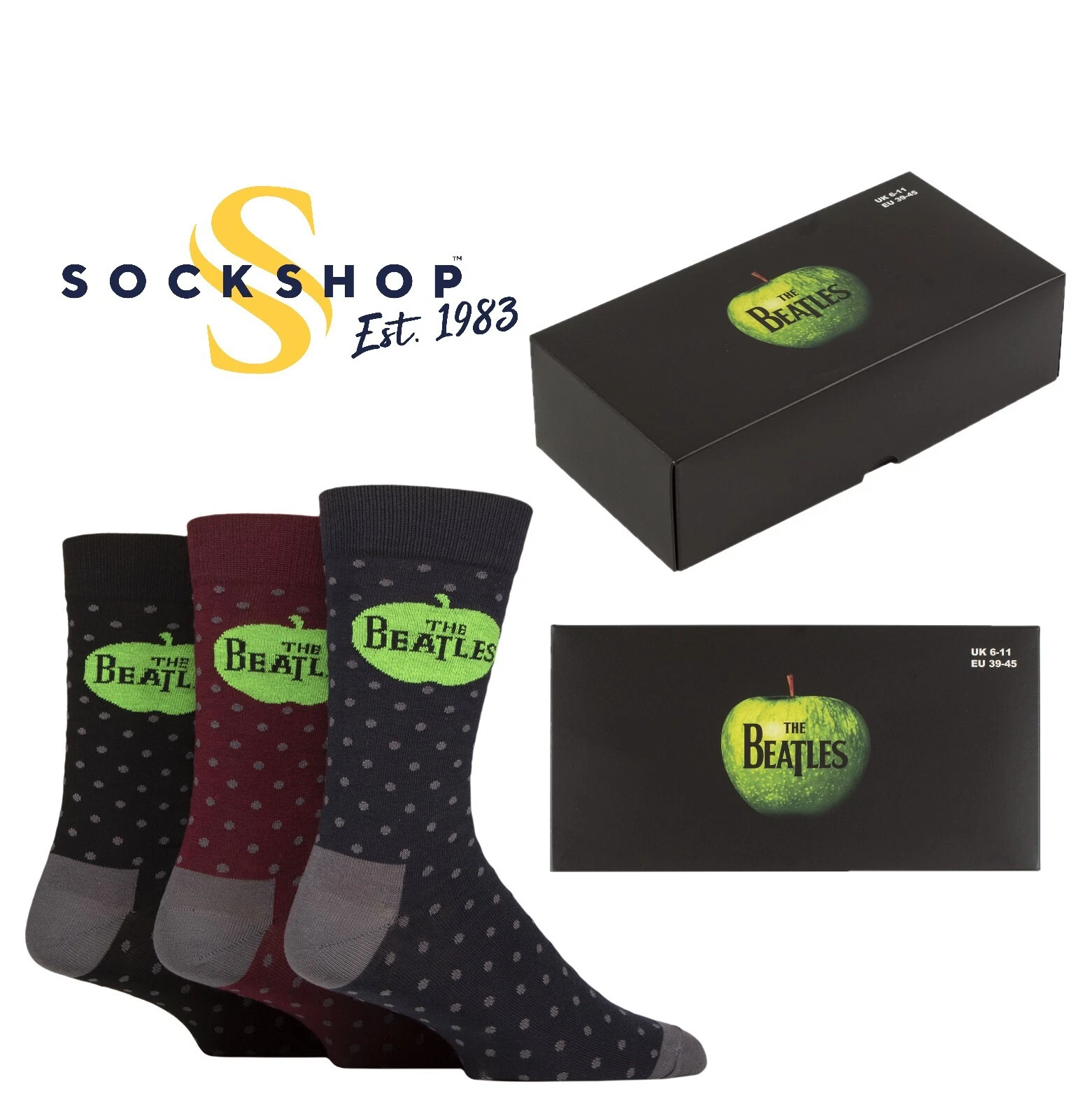 The Beatles Cotton Socks Gift Boxed SOCKSHOP Music Collection Fun Xmas Gift Idea